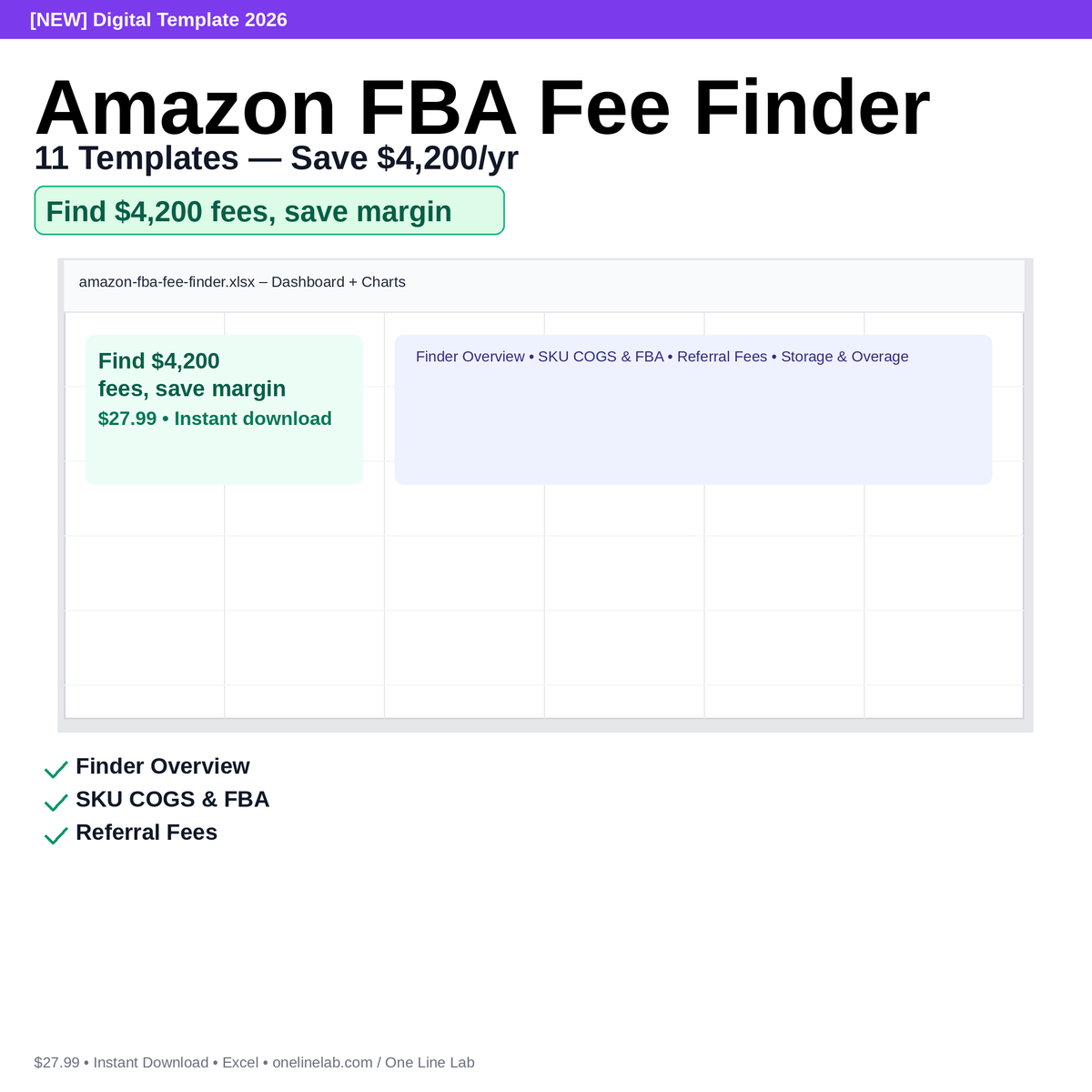 Amazon FBA Fee Finder — 11 Templates — Save $4,200/yr preview