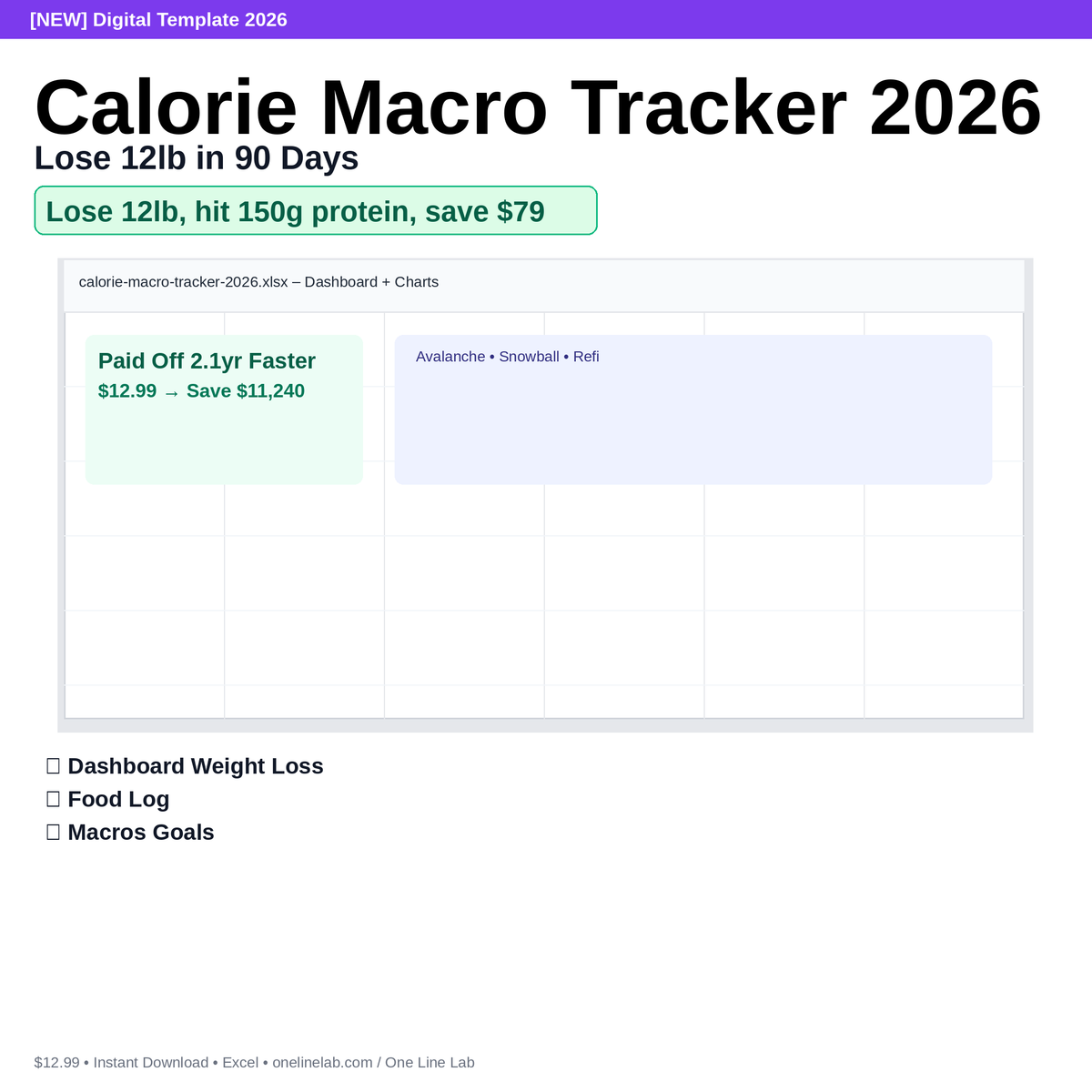Calorie Macro Tracker 2026 — Lose 12lb in 90 Days preview