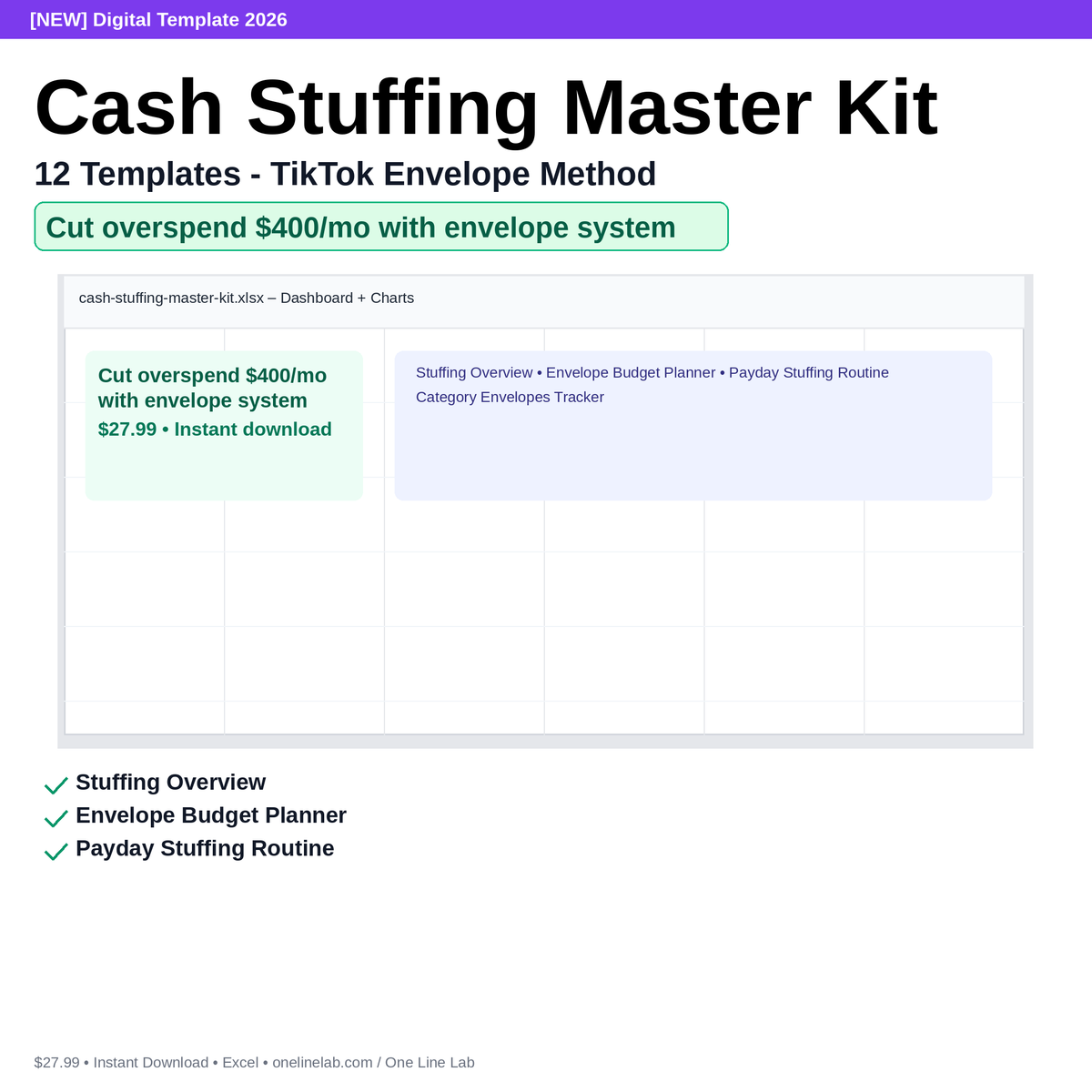 Cash Stuffing Master Kit - 12 Templates - TikTok Envelope Method preview