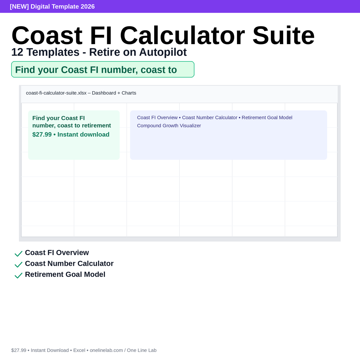 Coast FI Calculator Suite - 12 Templates - Retire on Autopilot preview