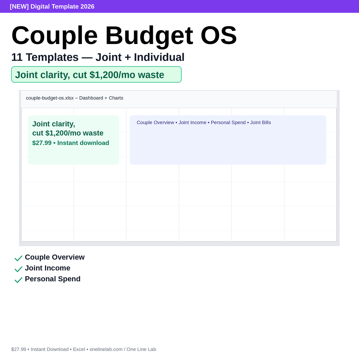 Couple Budget OS — 11 Templates — Joint + Individual preview