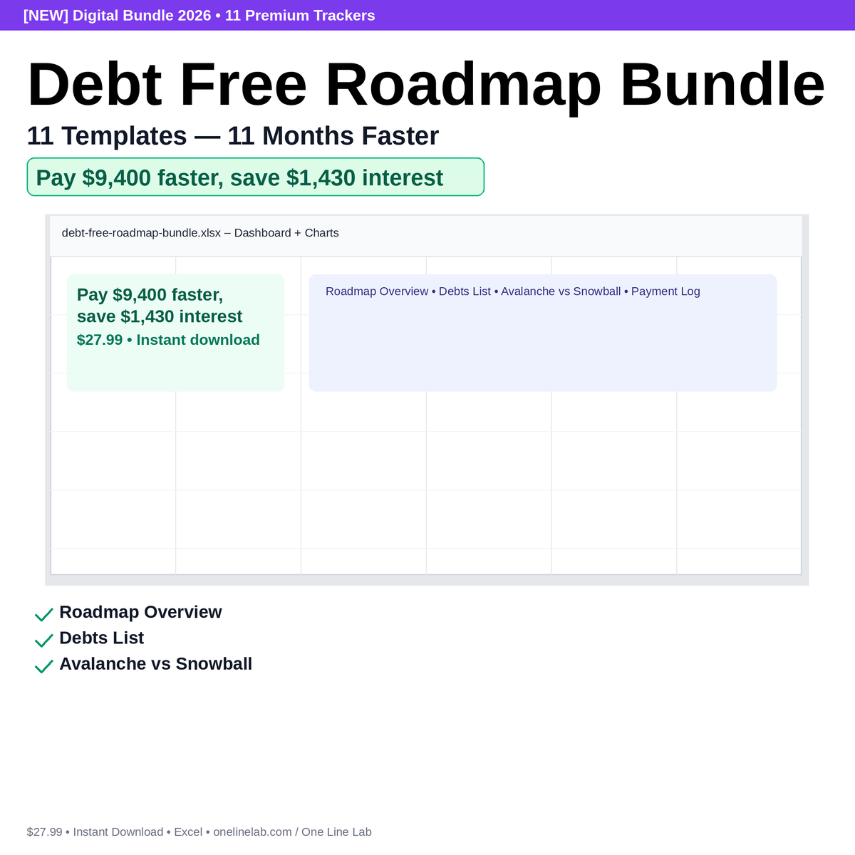 Debt Free Roadmap Bundle — 11 Templates — 11 Months Faster preview