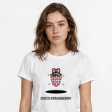 Lifestyle woman wearing Disco Ball Strawberry Y2K Coquette Tee - chest 0.56 REVERTED