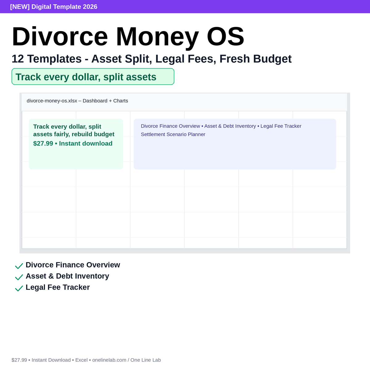 Divorce Money OS - 12 Templates - Asset Split, Legal Fees, Fresh Budget preview