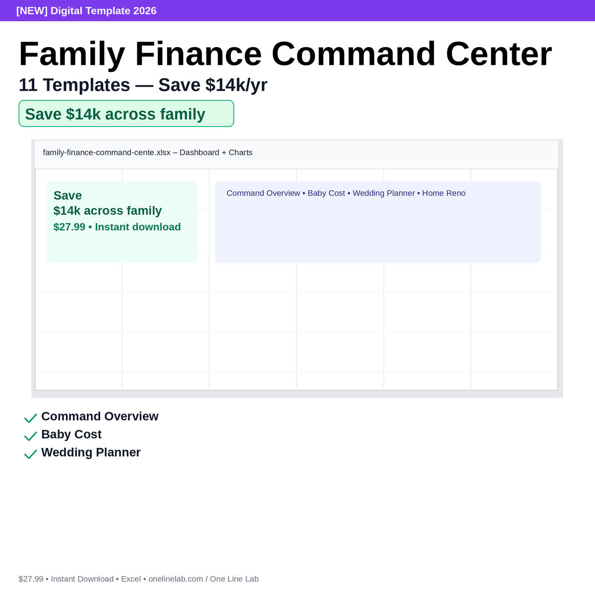Family Finance Command Center — 11 Templates — Save $14k/yr preview