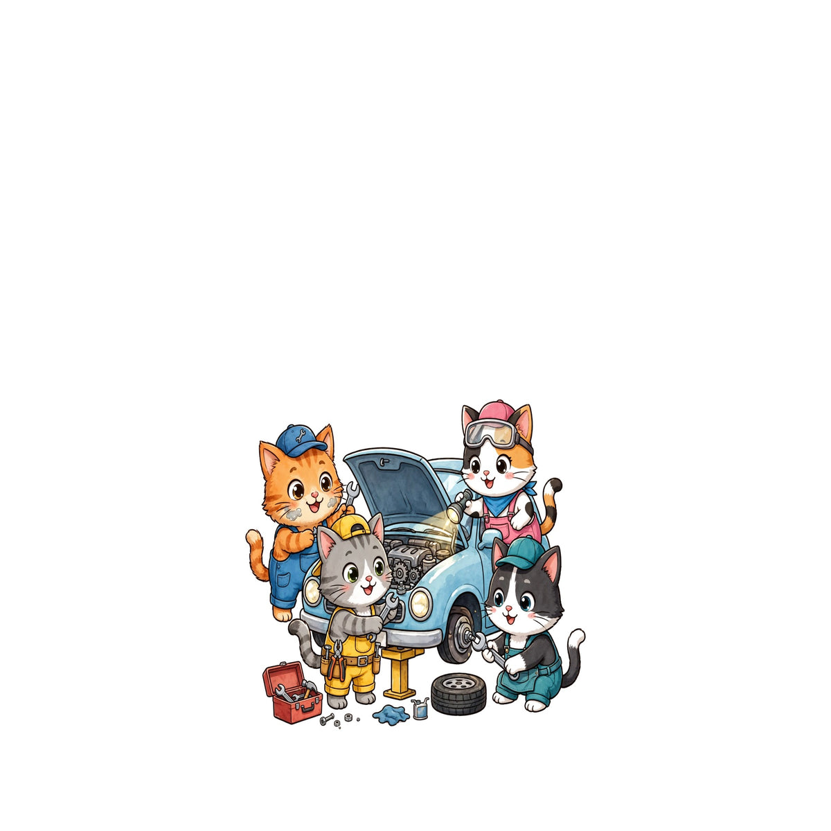 Flat lay garage-cat-crew-hoodie-team-cats-fixing-car hoodie chest 0.48 same design enlarged 820px