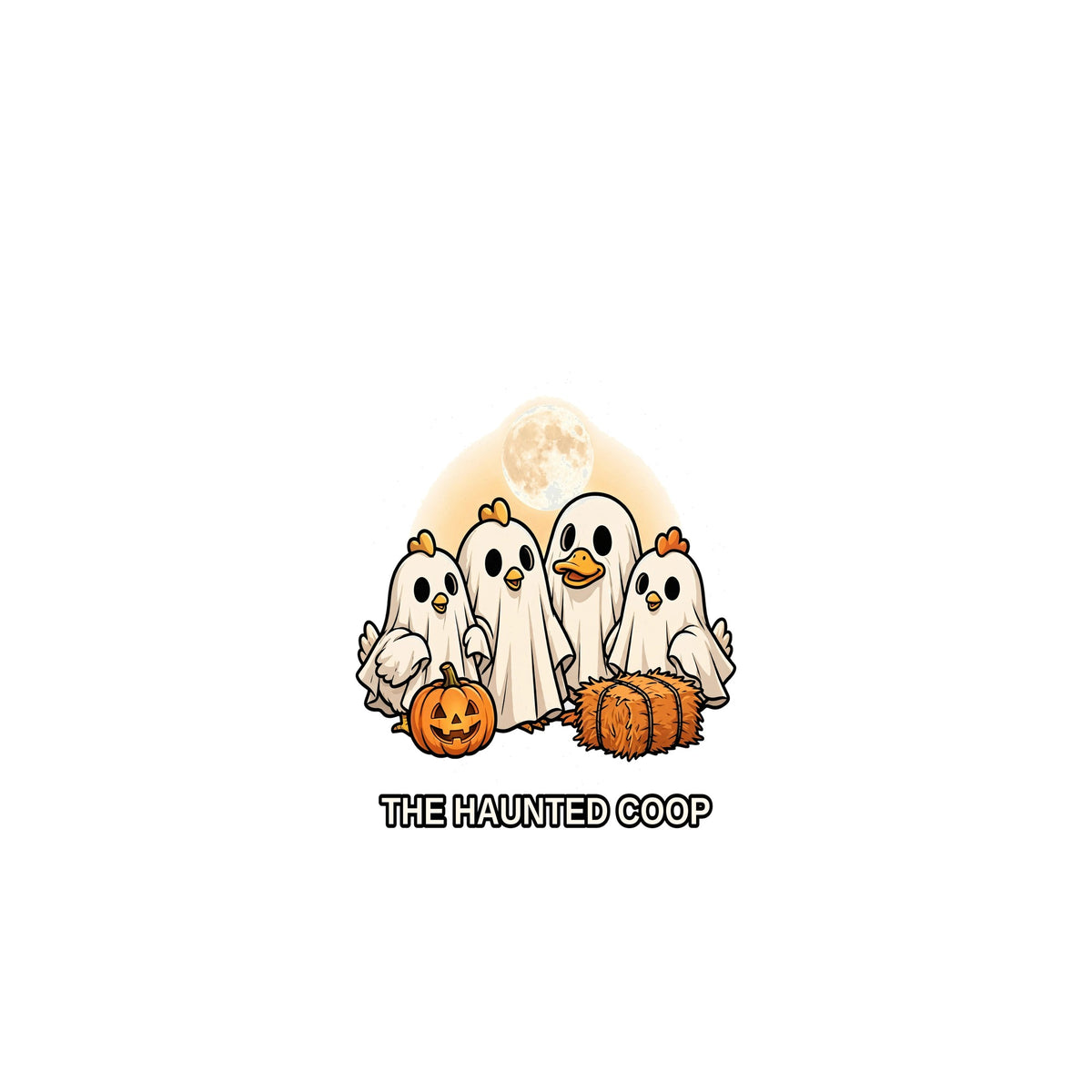 Flat tee The Haunted Coop Shirt - Funny Chicken Ghost Halloween Tee chest 0.34 - SAME DESIGN 2000x2000