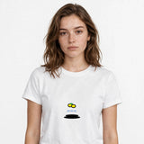 Lifestyle woman wearing Lemon Girl - Italian Picnic Shirt - SAME DESIGN chest 0.60