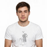 Lifestyle man wearing Book Lover But Make It Unhinged - Bookish Shirt - SAME DESIGN chest 0.66