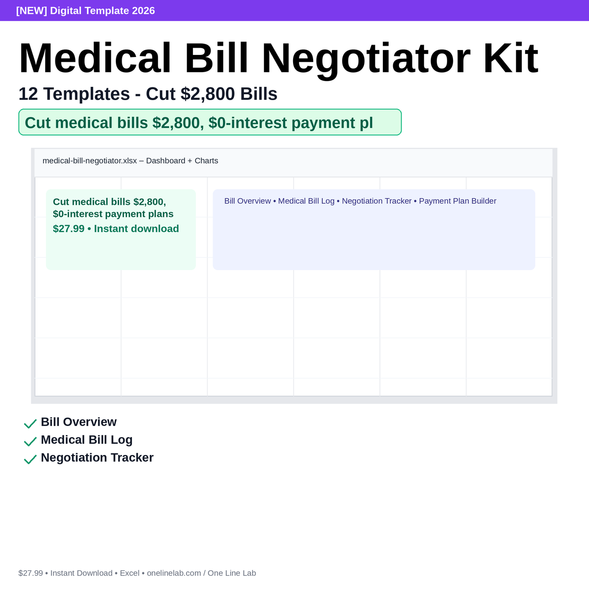 Medical Bill Negotiator Kit - 12 Templates - Cut $2,800 Bills preview