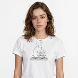 Lifestyle woman wearing my-cat-is-my-boss-i-just-work-here tee - SAME DESIGN verified