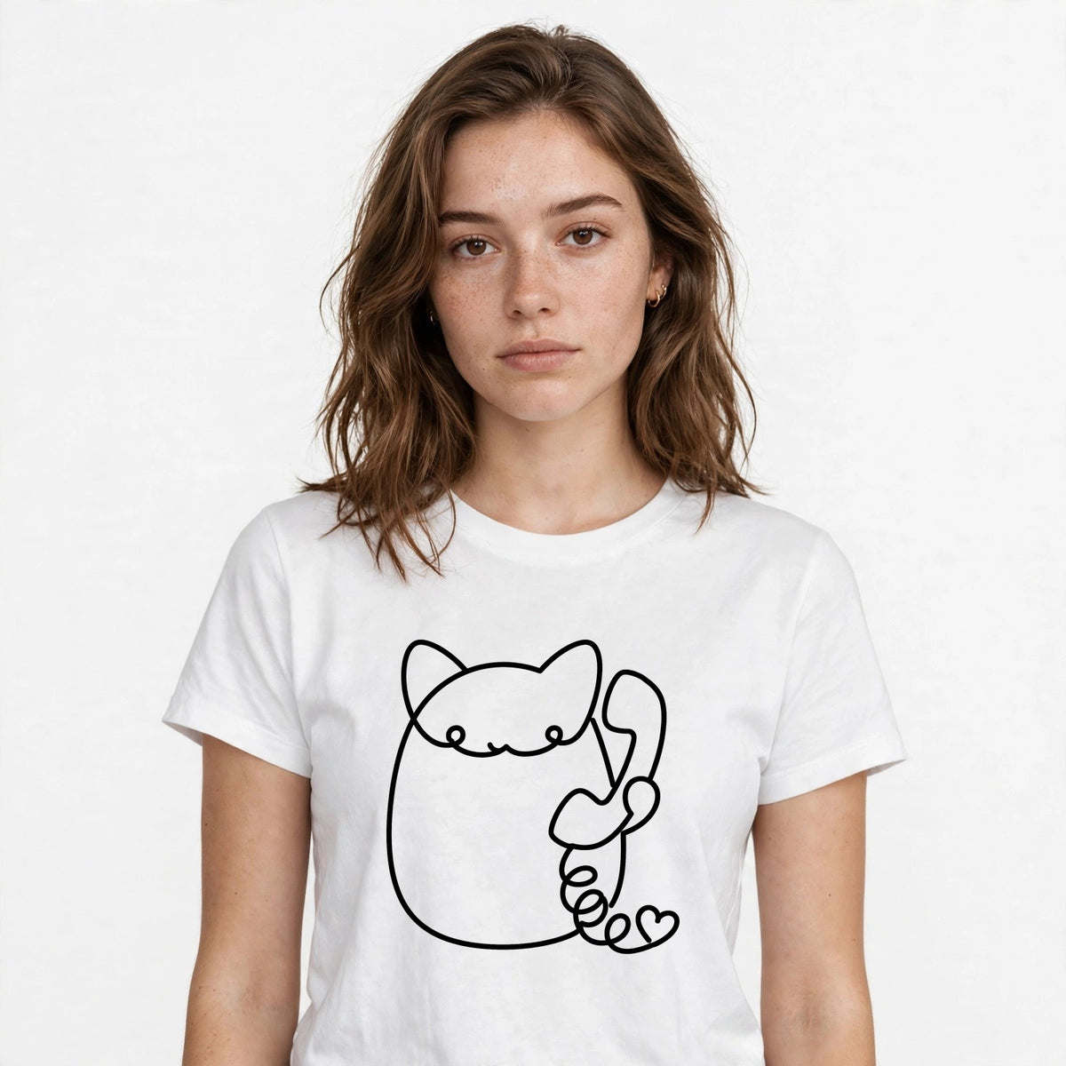 Lifestyle woman wearing my-cat-is-my-emergency-contact tee - SAME DESIGN verified