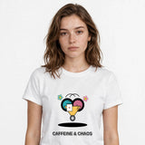 Lifestyle woman wearing nurse-life-caffeine-and-chaos-nurse-shirt tee - SAME DESIGN verified chest 0.60 Etsy nurse teal mauve gold groovy retro