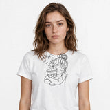 Lifestyle woman wearing powered-by-anxiety-and-iced-coffee tee - SAME DESIGN verified