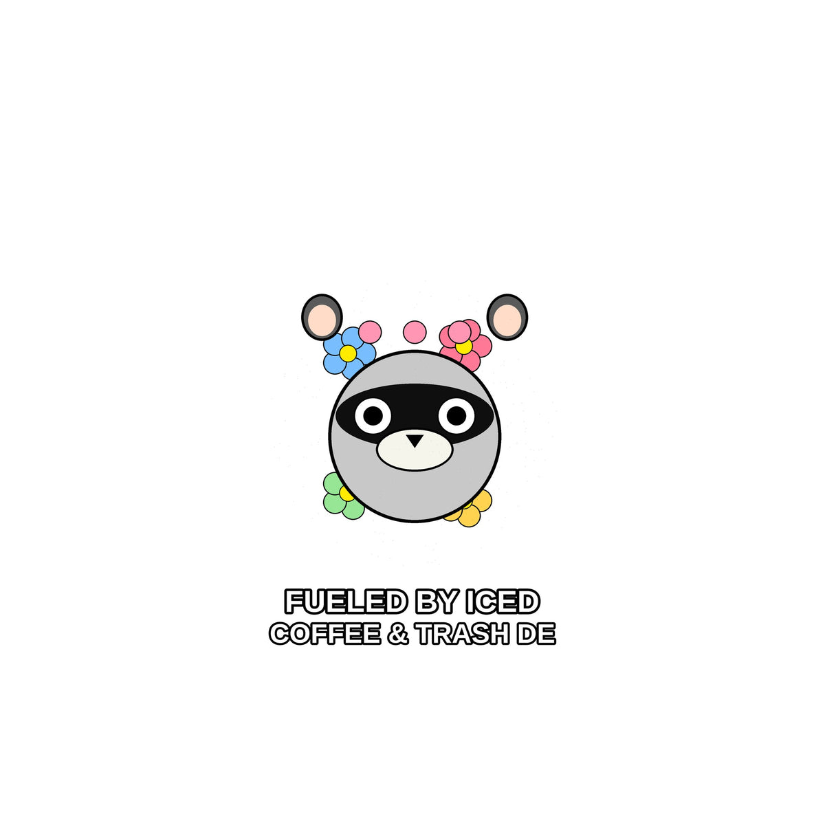 Flat tee Raccoon Drinking Iced Coffee Shirt - Funny Racoon Meme Tee chest 0.34 - SAME DESIGN 2000x2000