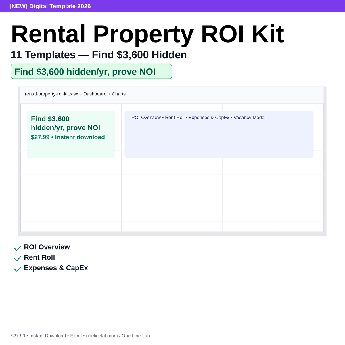 Rental Property ROI Kit — 11 Templates — Find $3,600 Hidden preview