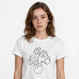 Lifestyle woman wearing sorry-i-cancelled-my-plants-needed-me tee - SAME DESIGN verified