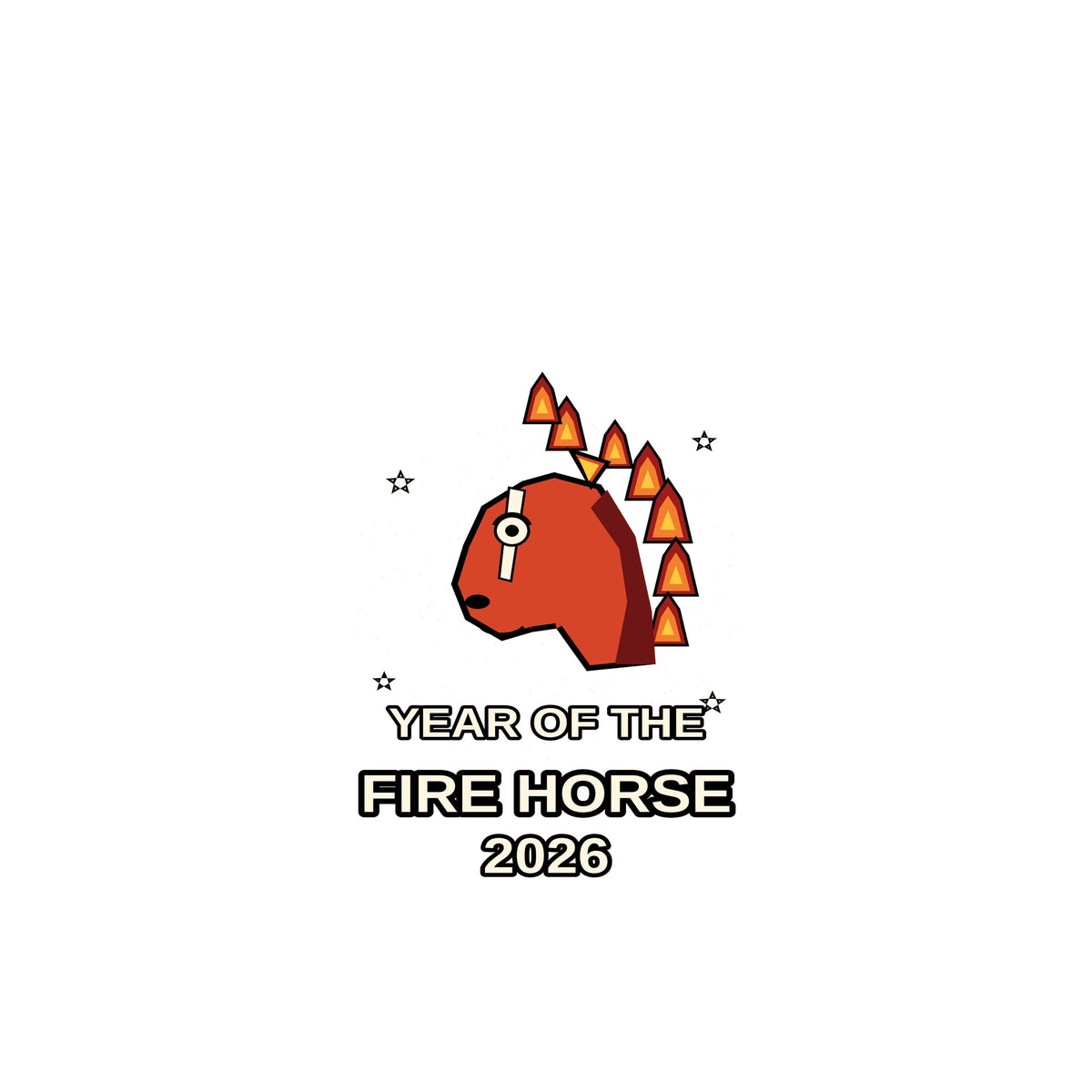 Flat tee Year of the Fire Horse 2026 - Chinese Zodiac Tee chest 0.34 - SAME DESIGN 2000x2000