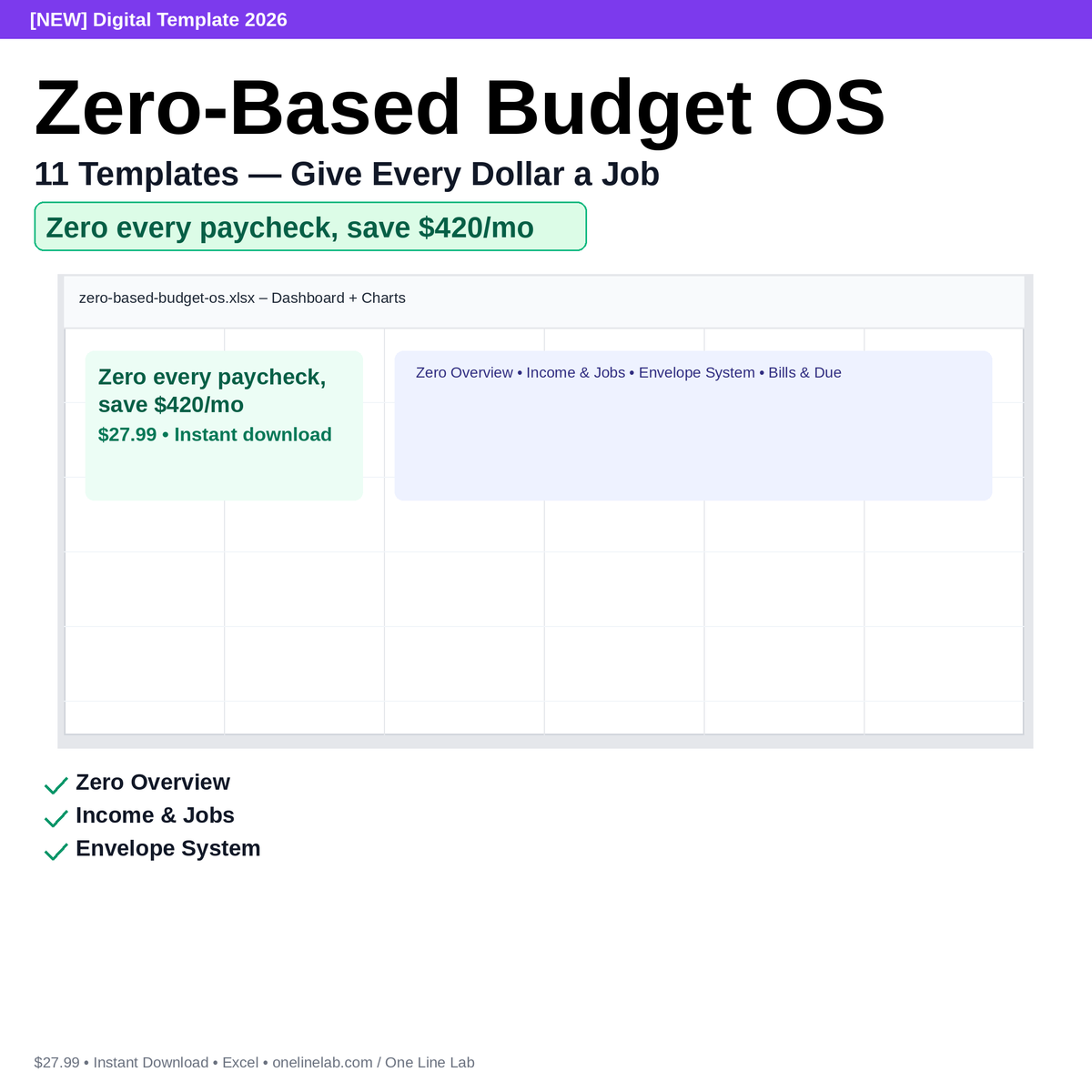 Zero-Based Budget OS — 11 Templates — Give Every Dollar a Job preview